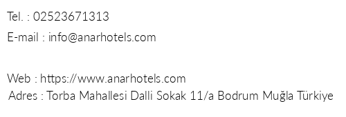Anar Hotel telefon numaralar, faks, e-mail, posta adresi ve iletiim bilgileri